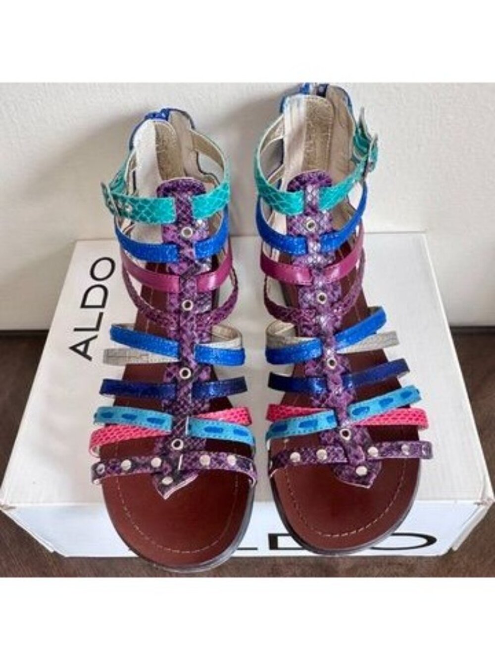 ALDO Rosenberger-7 Gladiator Sandals Women EU 40 US 9 Multicolor Zip - Picture 3 of 10